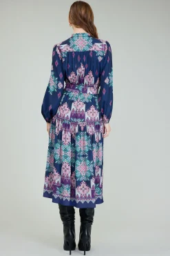 Midi Dresses-Current Air Ornate Border Printed Midi Dress MLT