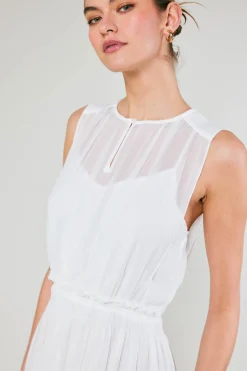 Midi Dresses-Current Air Overlayed Midi Dress WHITE