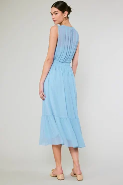 Midi Dresses-Current Air Overlayed Midi Dress PASTELBLUE