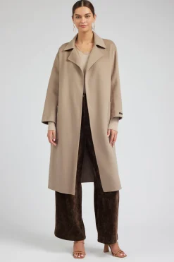 Coats & Jackets-Current Air Oversized Belted Wool Coat LATTE