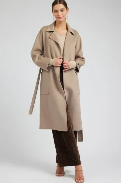 Coats & Jackets-Current Air Oversized Belted Wool Coat LATTE
