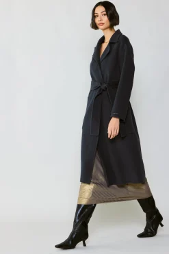Coats & Jackets-Current Air Oversized Belted Wool Coat CHARCOAL