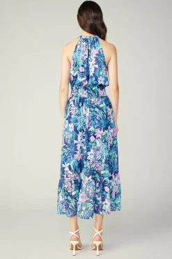Maxi Dresses|Midi Dresses-Current Air Painterly Floral Asymmetric Dress PINKBLUEMLT