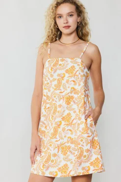 Mini Dresses-Current Air Paisley Printed Mini Dress ORANGEMULTI