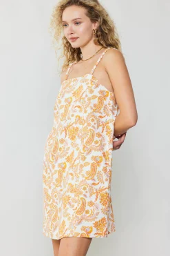 Mini Dresses-Current Air Paisley Printed Mini Dress ORANGEMULTI