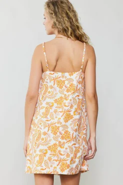 Mini Dresses-Current Air Paisley Printed Mini Dress ORANGEMULTI