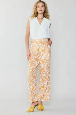 Pants-Current Air Paisley Printed Wide Pants ORANGEMULTI