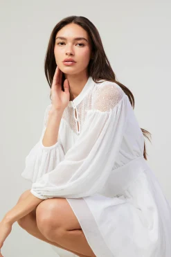 Mini Dresses-Current Air Palermo Lace Collared Mini Dress WHITE