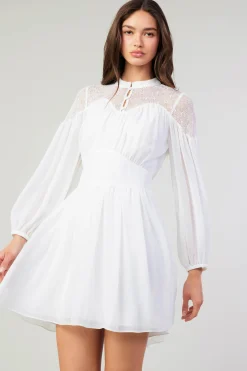 Mini Dresses-Current Air Palermo Lace Collared Mini Dress WHITE