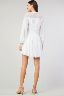 Mini Dresses-Current Air Palermo Lace Collared Mini Dress WHITE
