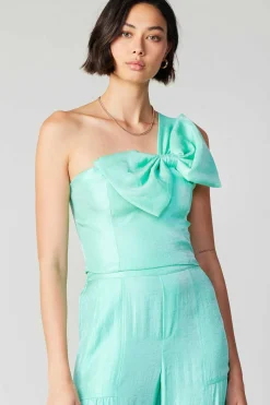 Sleeveless Tops-Current Air Pastel Bowtie Top MINT