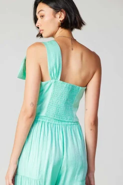 Sleeveless Tops-Current Air Pastel Bowtie Top MINT