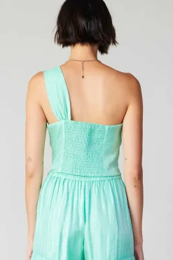 Sleeveless Tops-Current Air Pastel Bowtie Top MINT