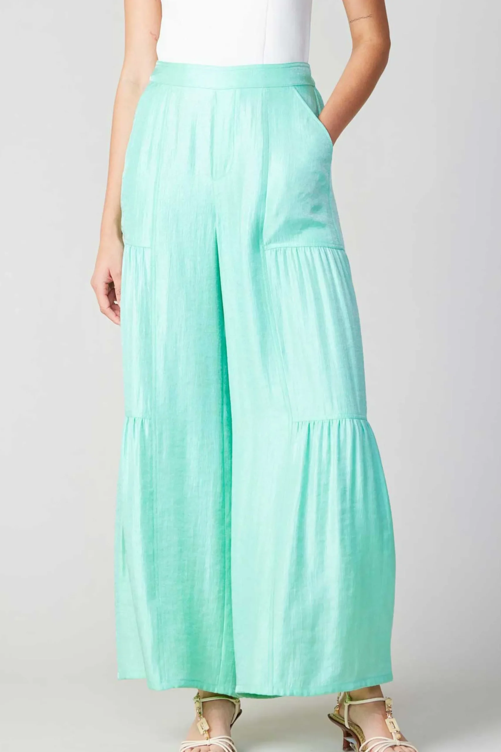 Pants-Current Air Pastel Wide Leg Pants MINT