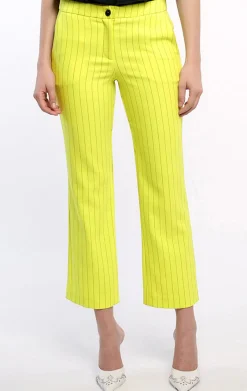 Pants-Current Air Pinstriped Bootcut Pant NEONYELLOW