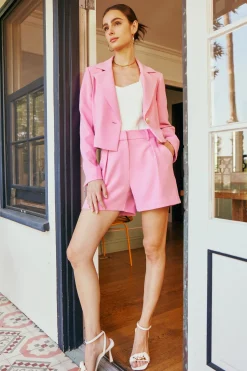 Shorts-Current Air Pintucked Shorts PINK