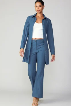 Pants-Current Air Pintucked Split Hem Pant AEGEANBLUE