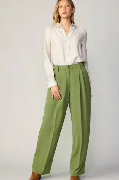 Pants-Current Air Pintucked Trousers OLIVE
