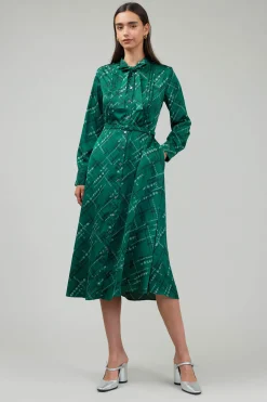 Midi Dresses-Current Air Plaid Pattern Midi Dress GREEN