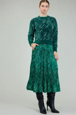 Knitwear|Sweaters-Current Air Plaid Pattern Sweater GREEN