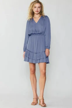 Mini Dresses-Current Air Pleat Detail Tiered Mini Dress FLORENTINEBLUE