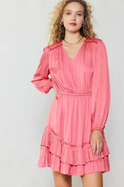 Mini Dresses-Current Air Pleat Detail Tiered Mini Dress BRINKPINK