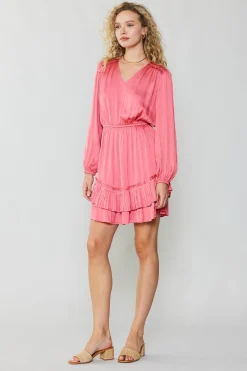Mini Dresses-Current Air Pleat Detail Tiered Mini Dress BRINKPINK