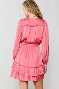 Mini Dresses-Current Air Pleat Detail Tiered Mini Dress BRINKPINK