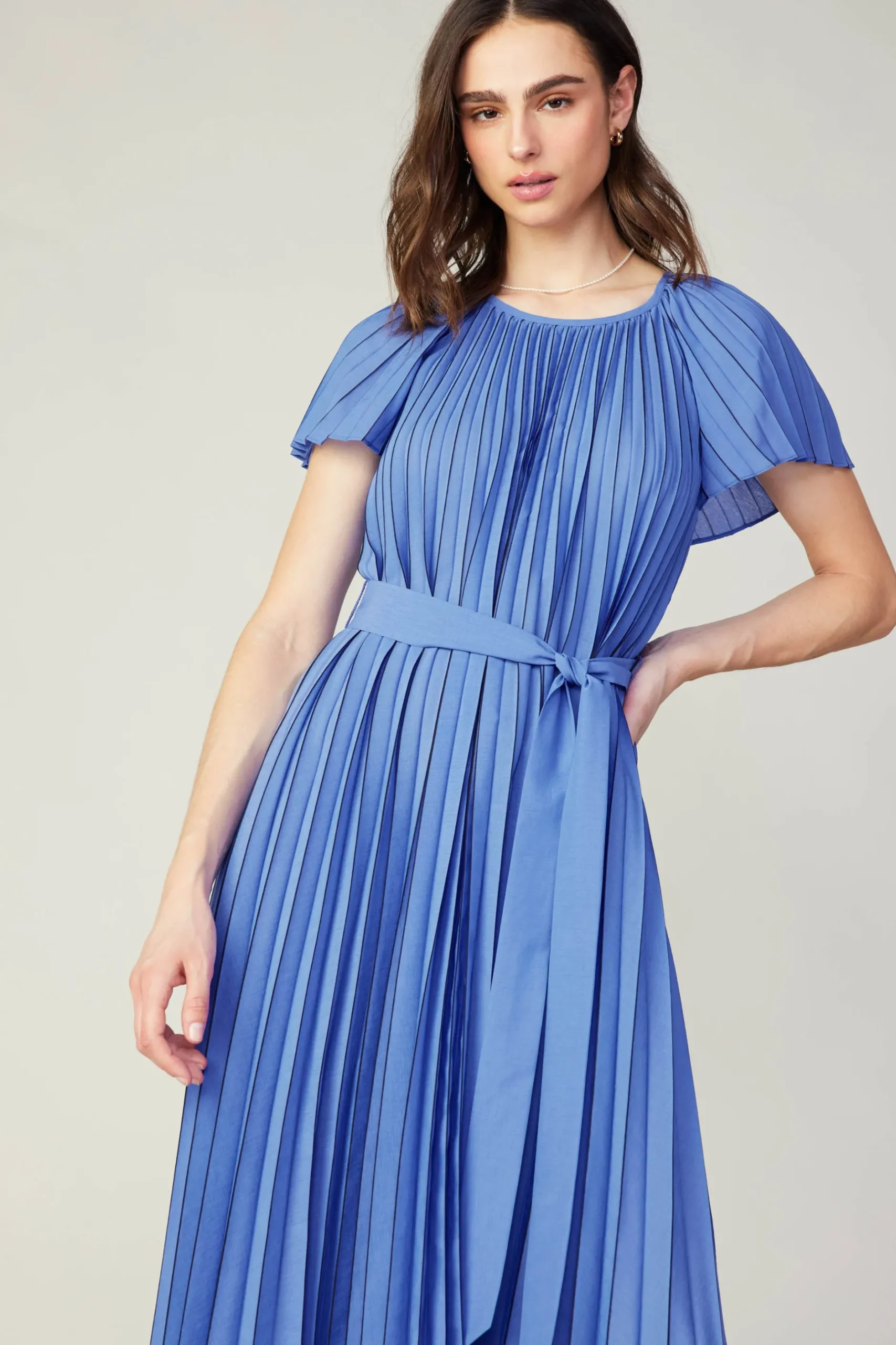 Midi Dresses-Current Air Pleated Midi Dress ROYALBLUE