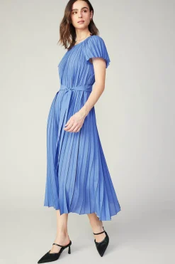 Midi Dresses-Current Air Pleated Midi Dress ROYALBLUE