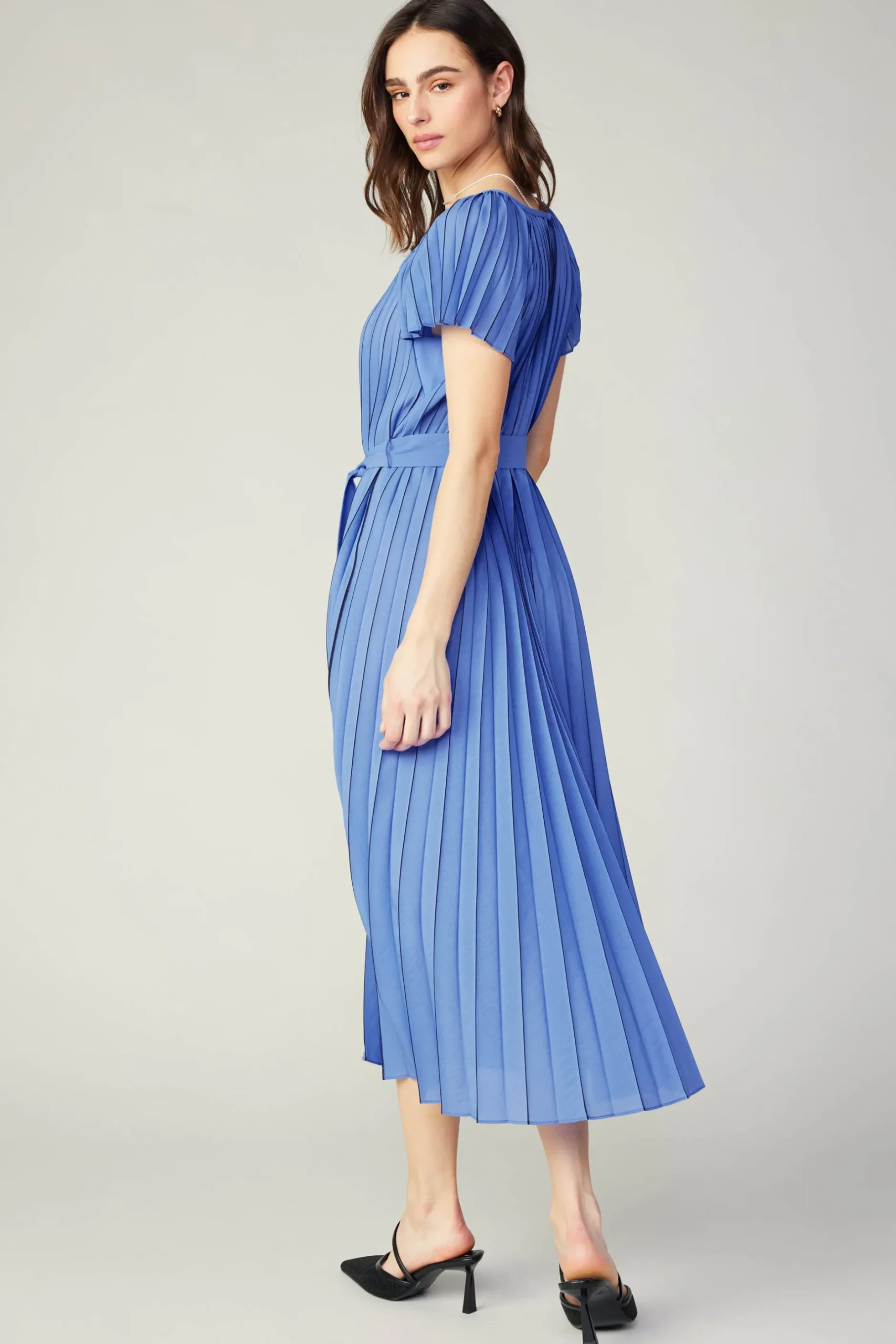 Midi Dresses-Current Air Pleated Midi Dress ROYALBLUE