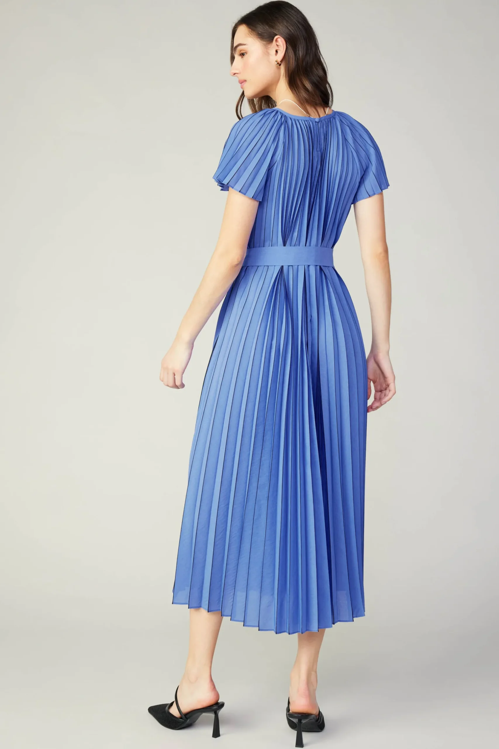 Midi Dresses-Current Air Pleated Midi Dress ROYALBLUE
