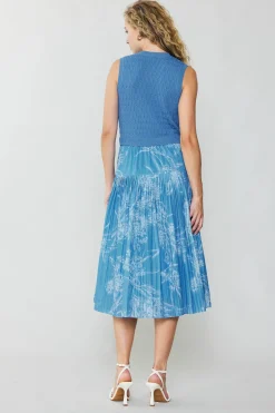 Knitwear|Midi Dresses-Current Air Pleated Skirt Sweater Dress LIGHTBLUE