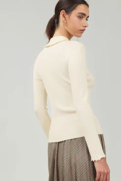 Knitwear|Sweaters-Current Air Polo Sweater Top IVORY