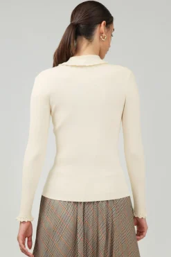 Knitwear|Sweaters-Current Air Polo Sweater Top IVORY
