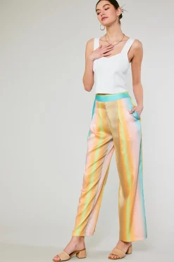 Pants-Current Air Prismatic Gradient Wide Leg Pants DESERTRAINBOW