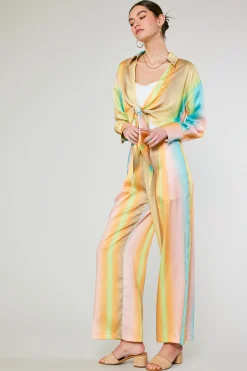 Pants-Current Air Prismatic Gradient Wide Leg Pants DESERTRAINBOW