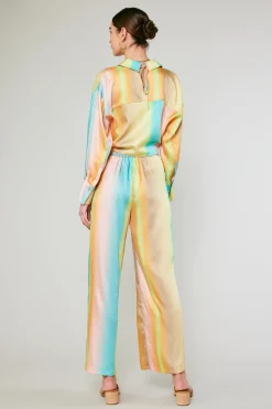 Pants-Current Air Prismatic Gradient Wide Leg Pants DESERTRAINBOW