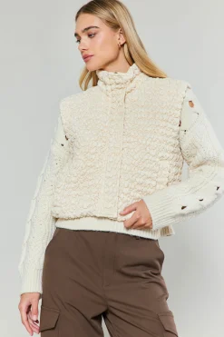 Coats & Jackets-Current Air Quilted Cropped Vest IVORY