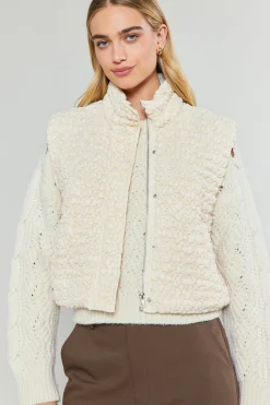 Coats & Jackets-Current Air Quilted Cropped Vest IVORY