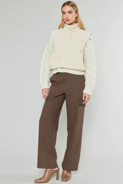 Coats & Jackets-Current Air Quilted Cropped Vest IVORY