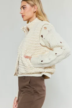 Coats & Jackets-Current Air Quilted Cropped Vest IVORY