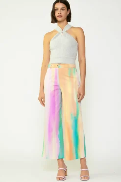 Pants-Current Air Rainbow Painterly Wide Leg Pants MULTI