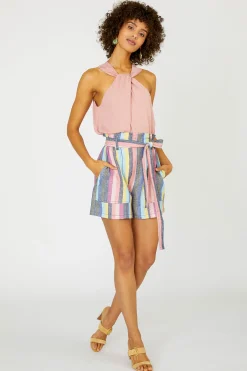 Shorts-Current Air Rainbow Striped Shorts MLT-STRIPE