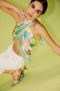 Accessories-Current Air Recycled Signature Print Scarf FLORALCOLORBLOCK