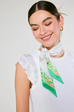 Accessories-Current Air Recycled Signature Print Twilly Scarf TUSCANGREENCITRUS