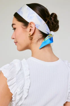 Accessories-Current Air Recycled Signature Print Twilly Scarf TUSCANBLUECITRUS