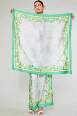 Accessories-Current Air Recycled Signature Print Scarf TUSCANGREENCITRUS
