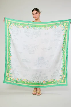 Accessories-Current Air Recycled Signature Print Large Scarf TUSCANGREENCITRUS