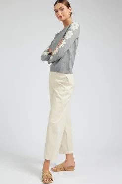 Knitwear|Sweaters-Current Air Retro Daisy Motif Sweater HEATHERGREY